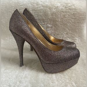 Bakers Shoes - Victoria G Glitter Platform Heels - Size 9